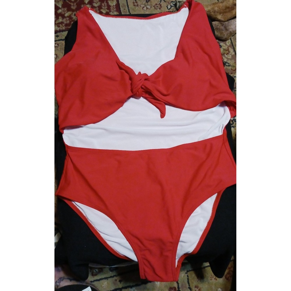 NEW Women's Red Sexy Front Tie Cutout One Piece Swimsuit, Size Large